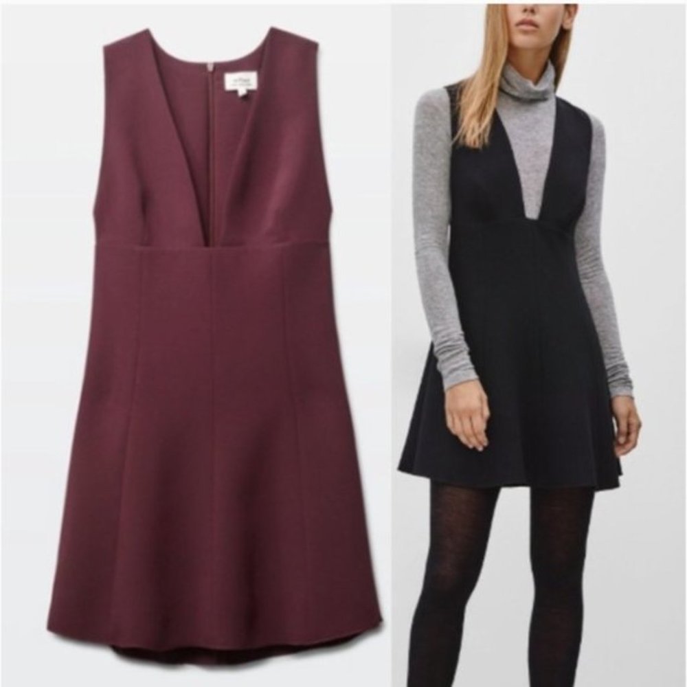 Aritzia Wilfred Montbrun Burgundy V-neck dress